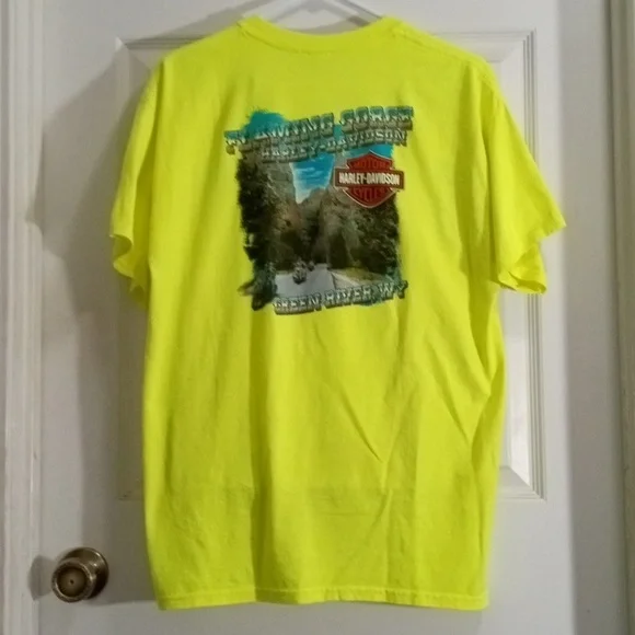 Harley-Davidson Safety Green Short Sleeve Tee Men’s Large - Picture 4 of 6